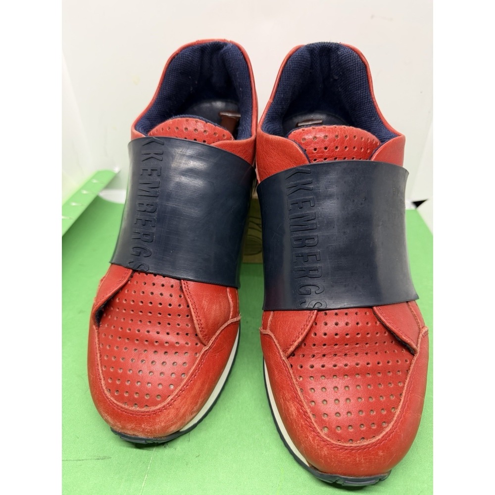 Bikkembergs Mens Red Navy Blue Leather Sneakers Size 39.5 Made In Italy